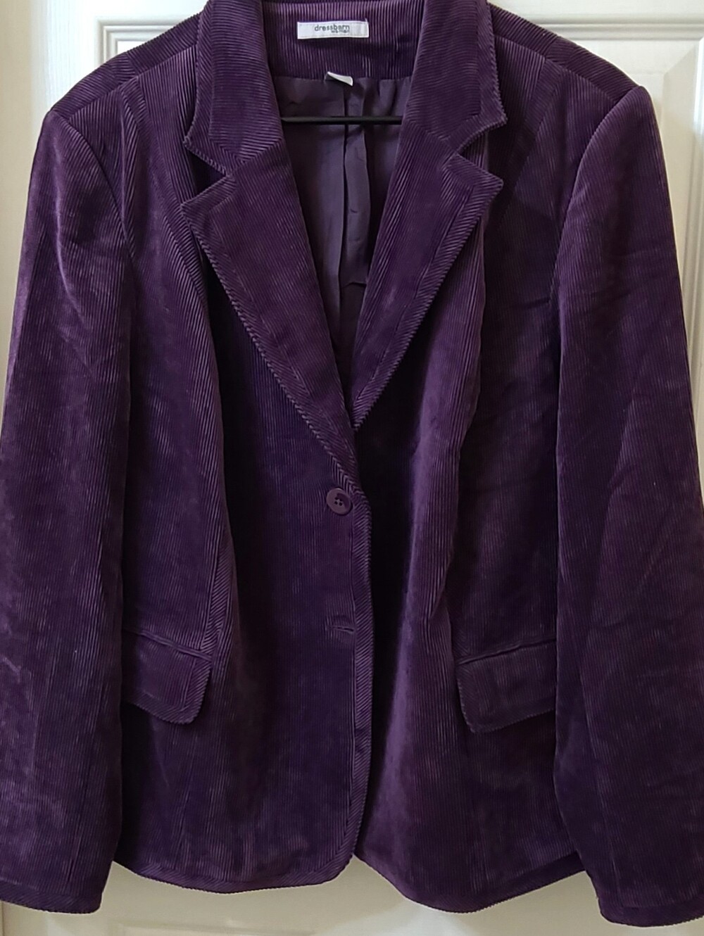 Dressbarn Purple Corduroy Single-Button Blazer